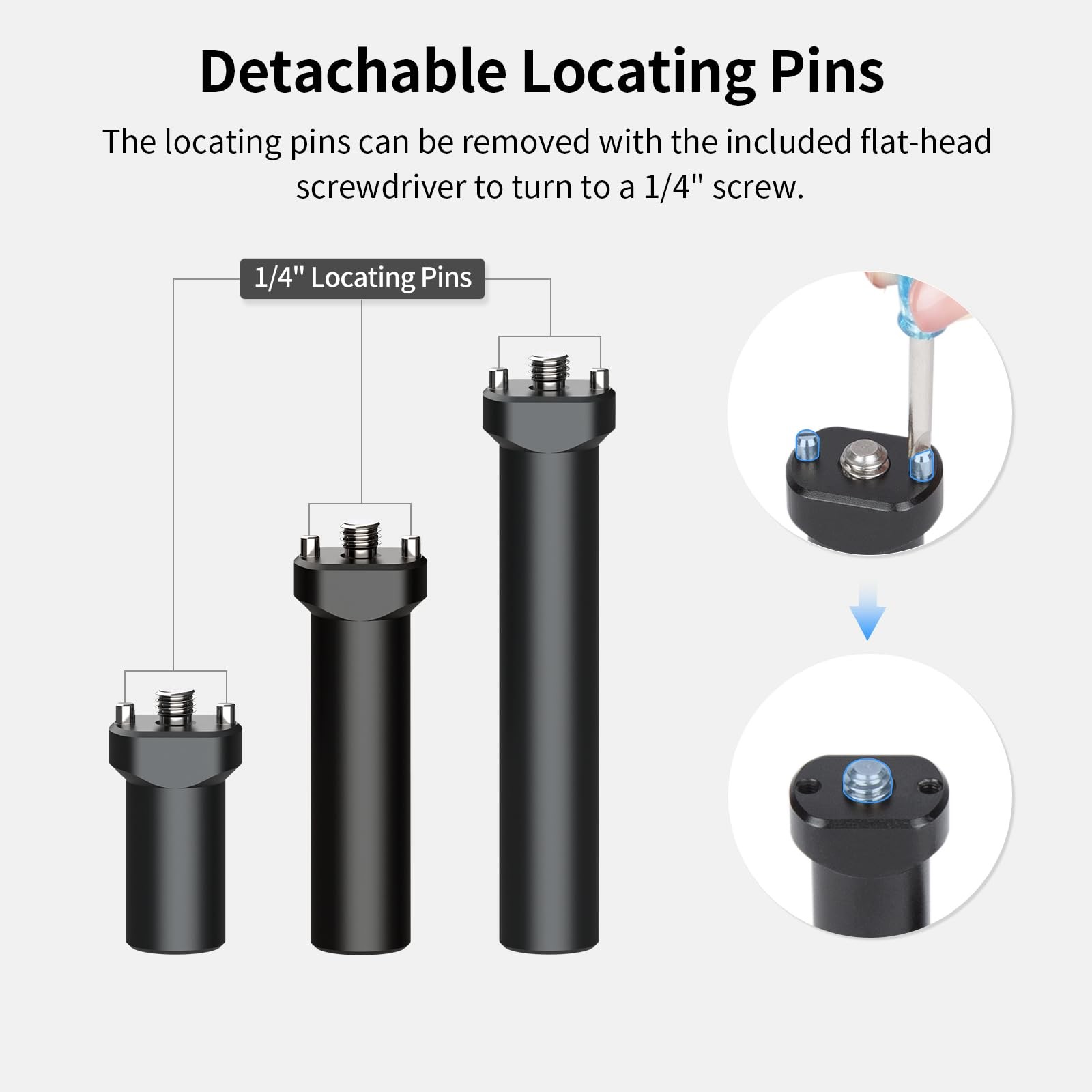 1/2/3 Inch 15mm Rod 1/4 Screw Locating Pin Aluminum Alloy Camera Cage 3 PCS