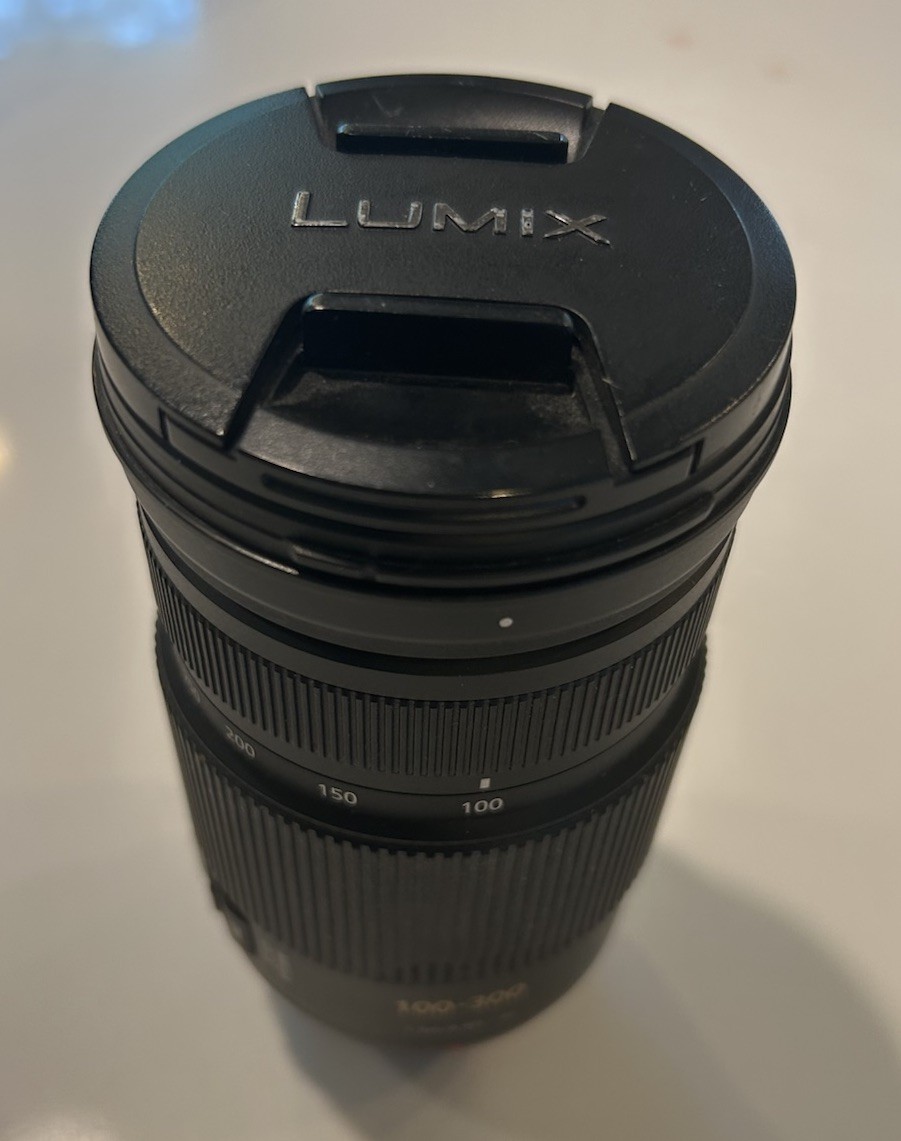 Panasonic Lumix G Vario 100-300mm f/4.0-5.6 Mega O.I.S Lens + Box/Case/Caps/Hood