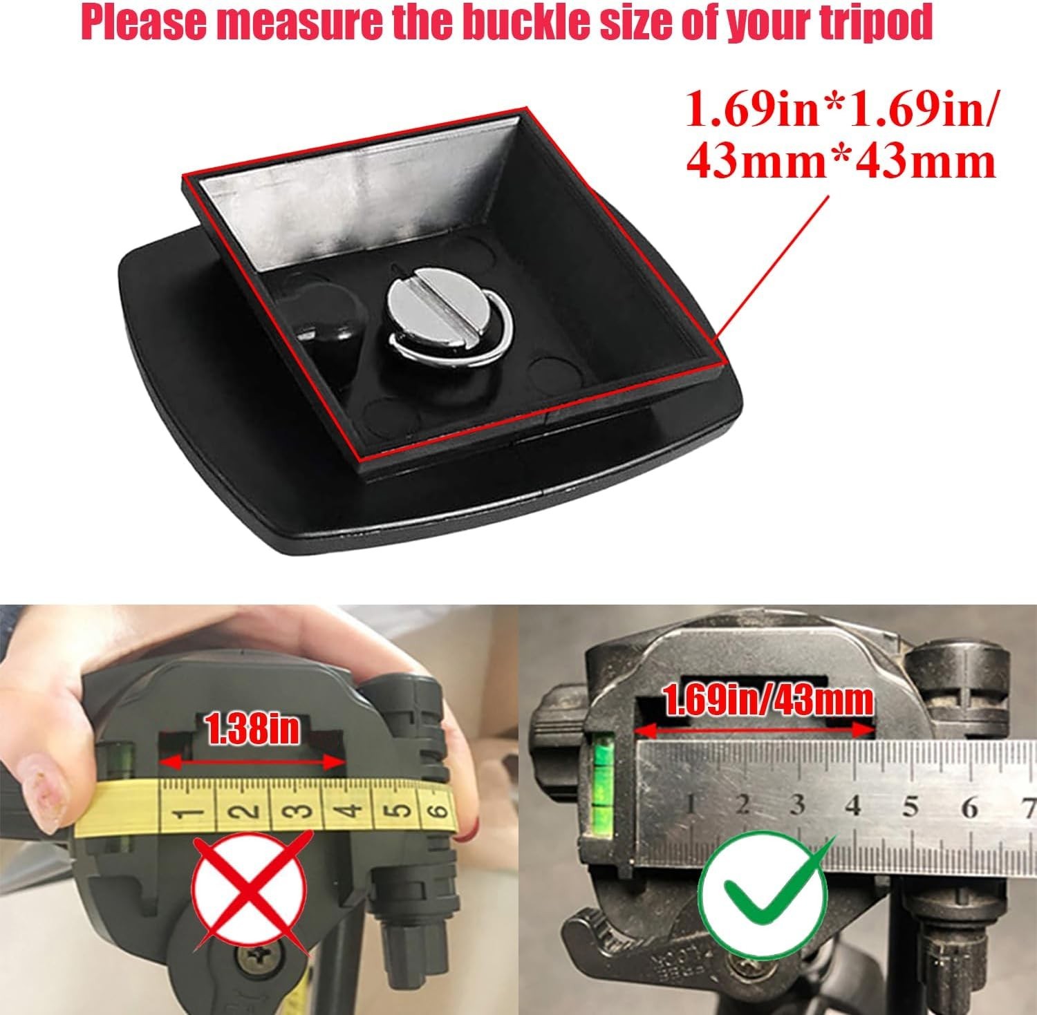 2-Pack Universal 43X43Mm Quick Release Plate Set for Velbon Tripods, Compatible