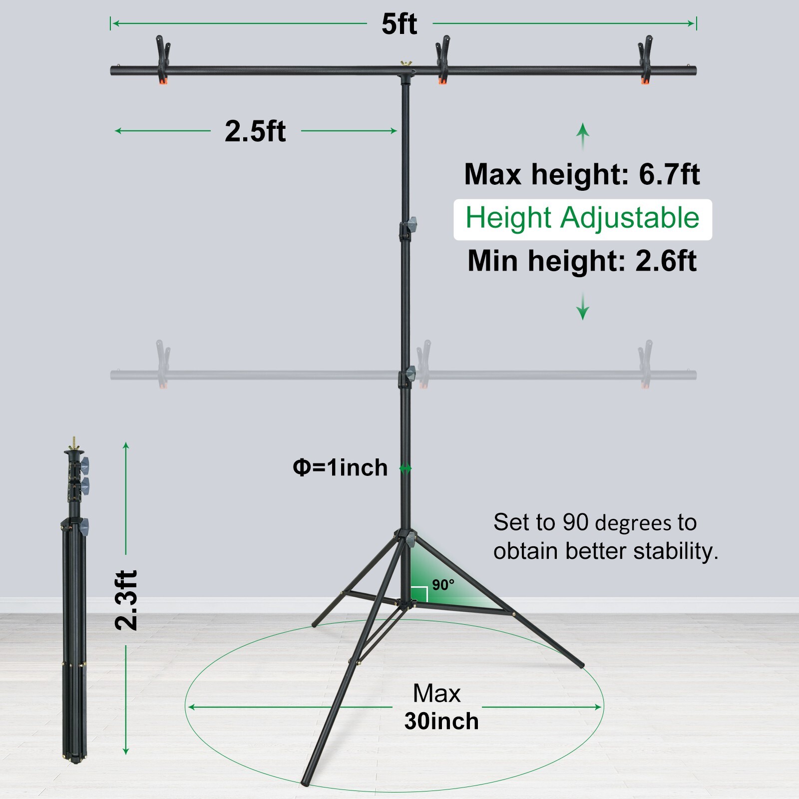 LINCO Photo T-Shape Backdrop Stand Black/White 2 Backdrops Support Kit – AM207
