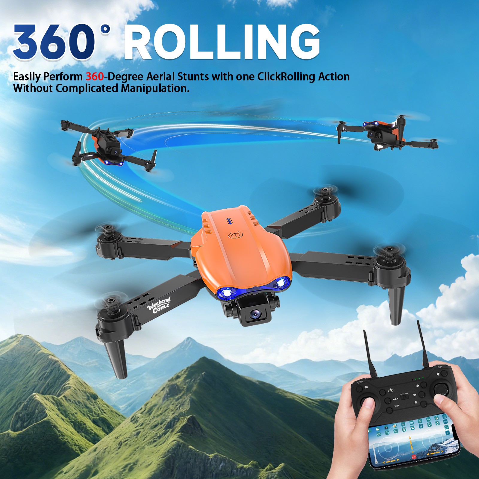 Drone 2026 4K HD Dual Camera WiFi FPV RC Foldable Quadcopter + 4 Batteries