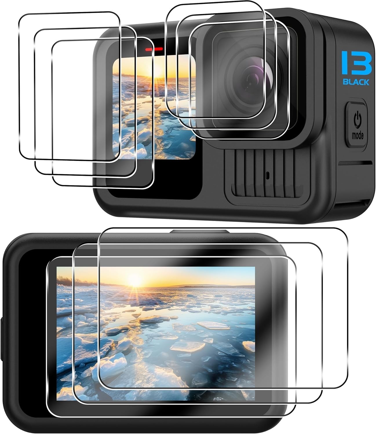 High-Definition Screen Protectors for GoPro Hero 13 Black – 9PCS Tempered Glass