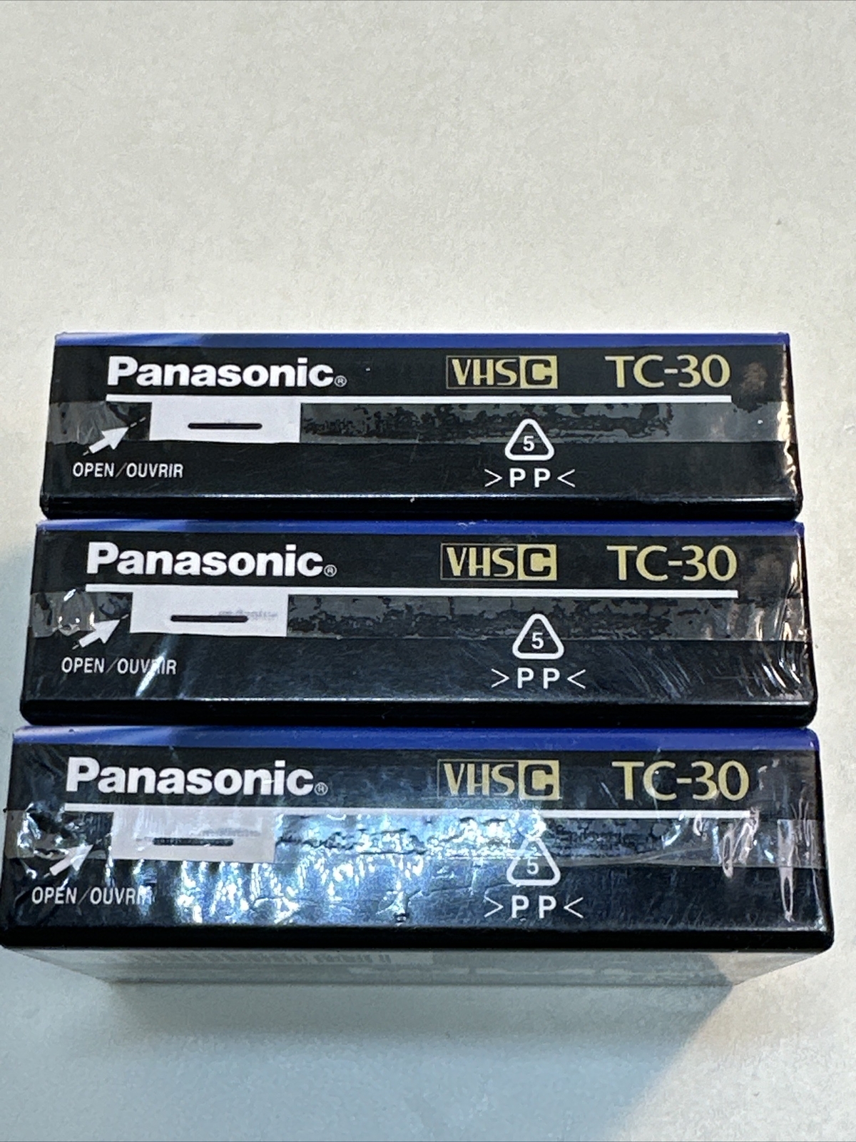 3 NEW Sealed Panasonic VHS C-TC-30 Super High Grade-90 Minute Camcorder Tapes