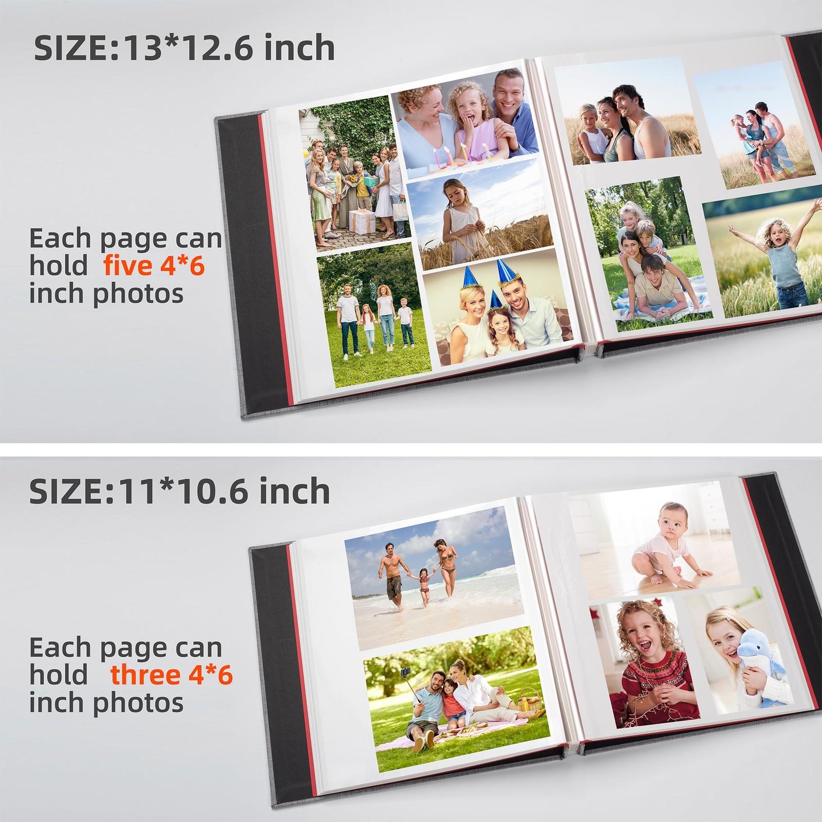 Photo Album Large Self Adhesive Picture Display Window Scrapbook for 4X6 8X10