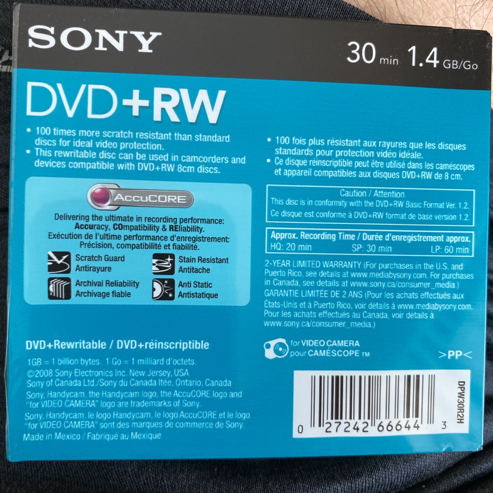 Sony Handycam DVD+RW 30 Minute 1.4GB Disc Video Camera Vintage