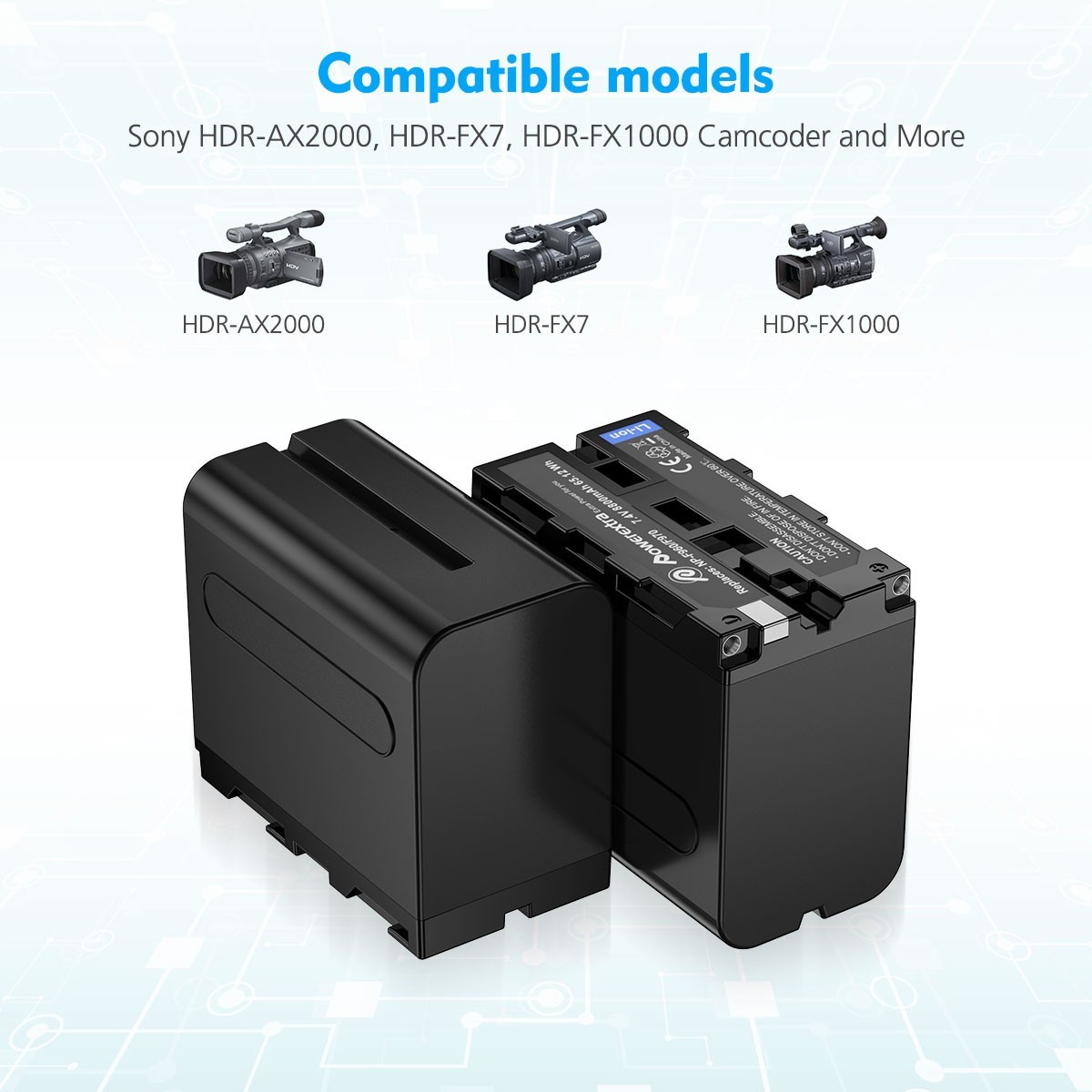 8800mah Battery F770 for Sony NP-F770 NP-F750 NP-F975 NP-F970 NPF960 F950