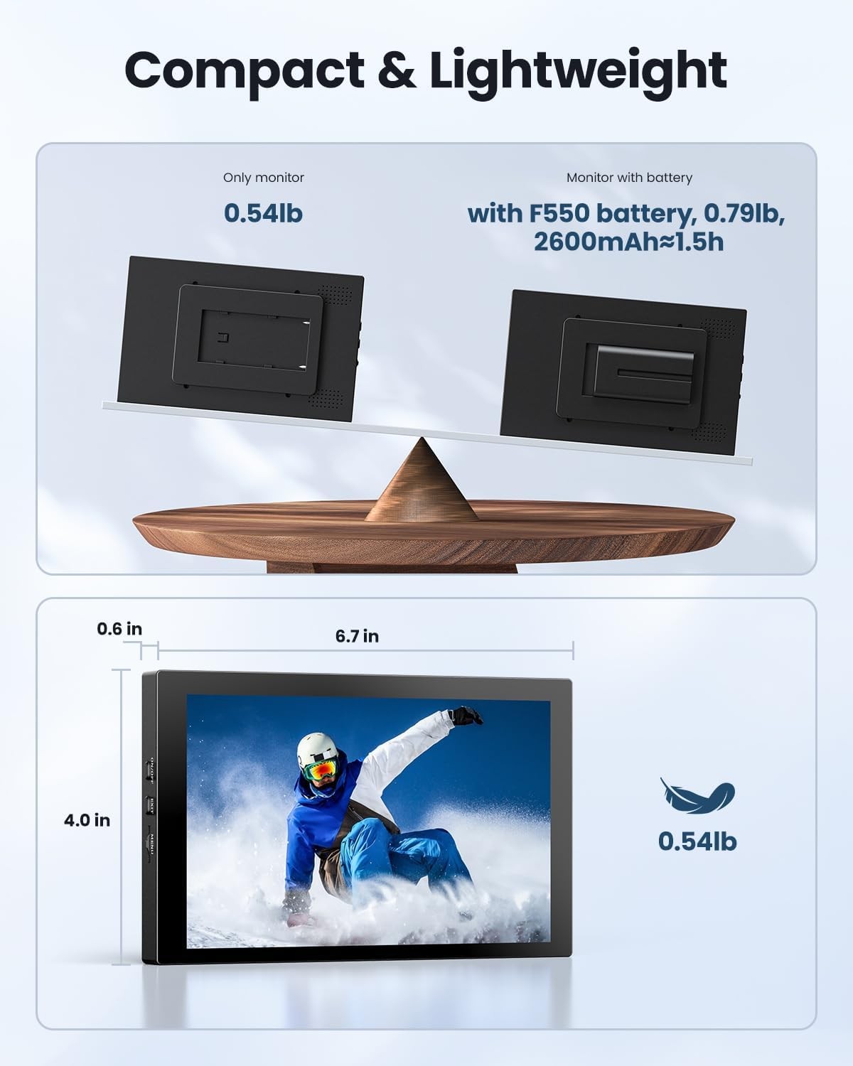 Eyoyo 7″ DSLR Camera Field Monitor HDMI 1280×800 IPS Video Mirroring fr iPhone