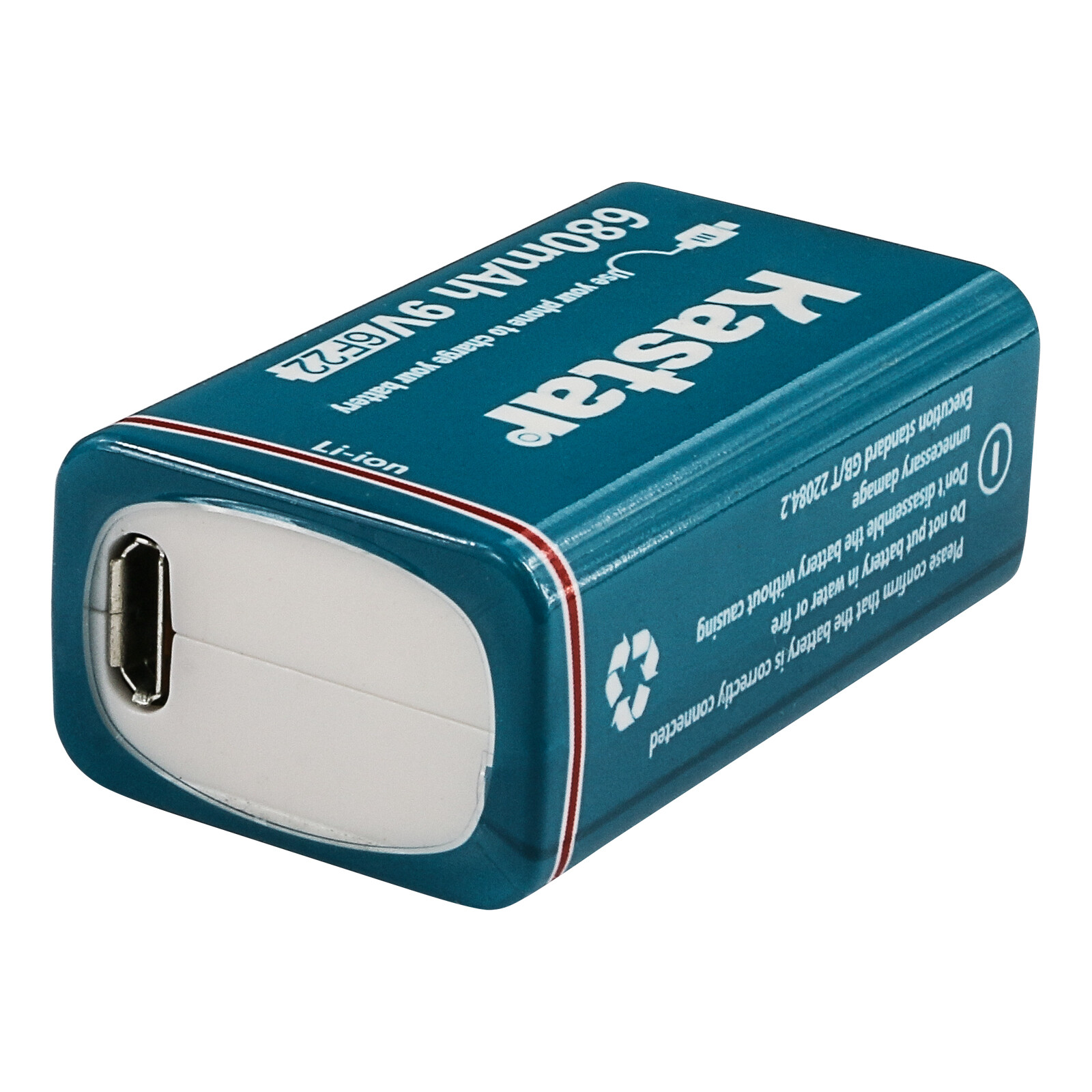 Kastar USB Rechargeable Li-ion 9Volt 9V 6F22 Battery for Duracell Alkaline Ni-MH