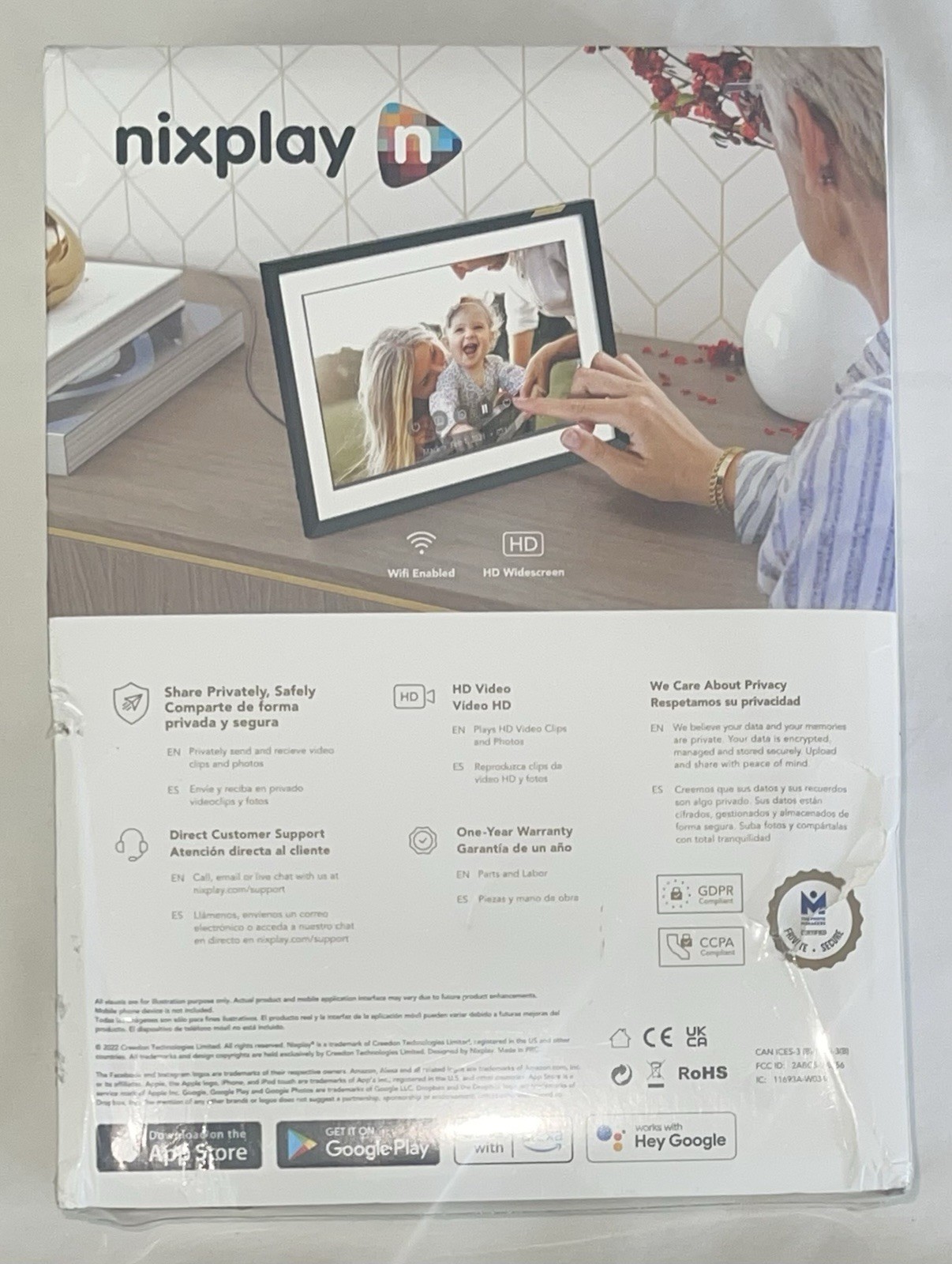 Nixplay 10.1″ Touch Screen Smart Photo Frame Black Classic Mat Wi-Fi HD W10P NEW