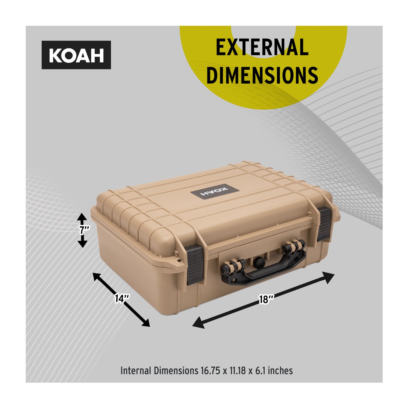 Koah Weatherproof Hard Case with Customizable Foam 18 x 14 x 7 In 2 Pack
