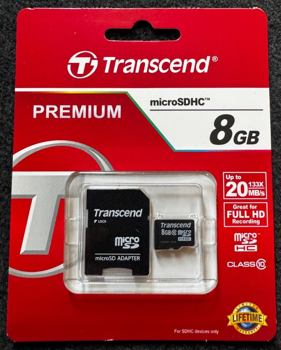 10 Pcs Transcend 8GB MicroSDHC Class 10 Memory Card with Adapter