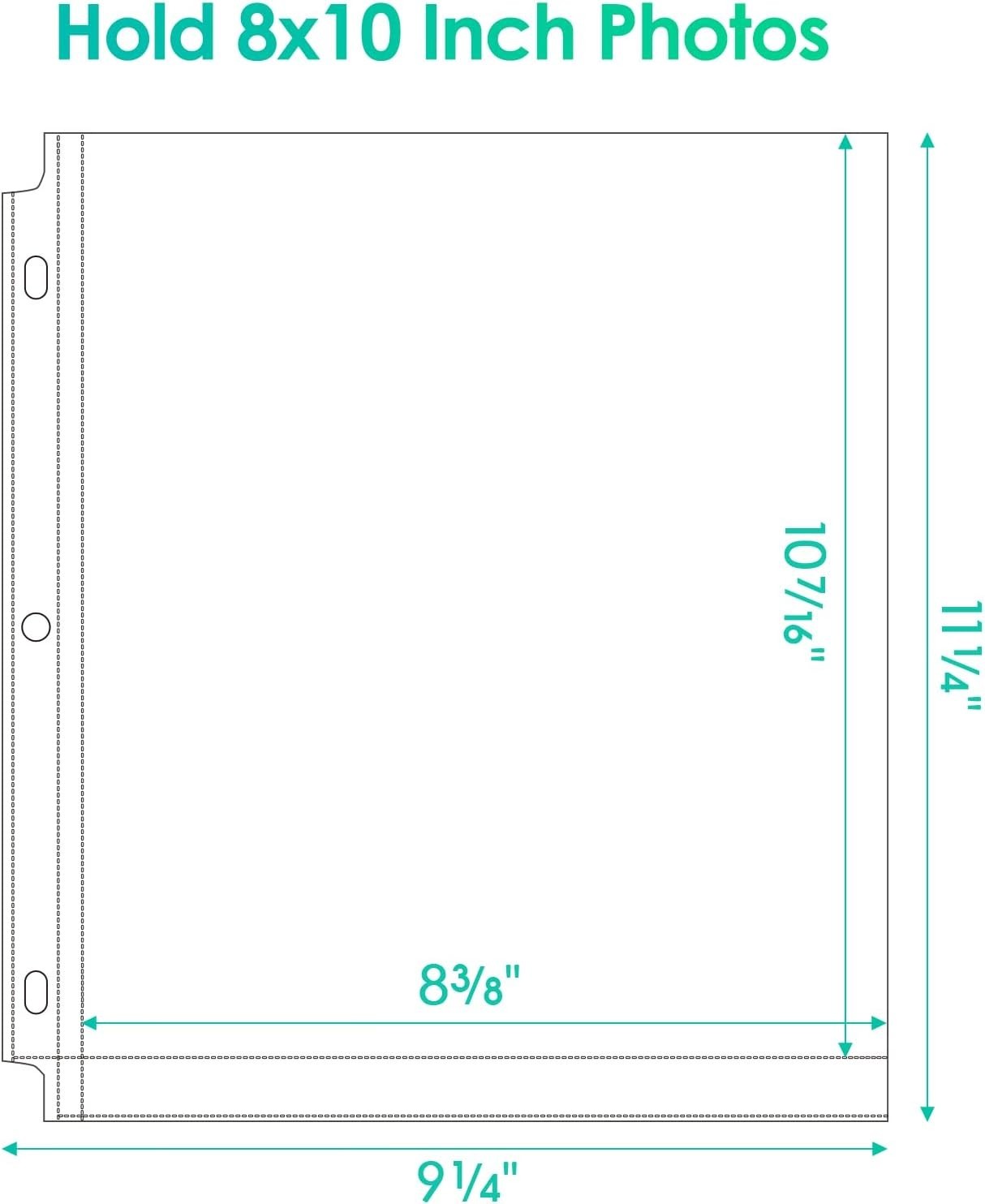 30 Pack 8×10 Photo Sleeves for 3 Ring Binder Clear Acid Free Pages Set HD