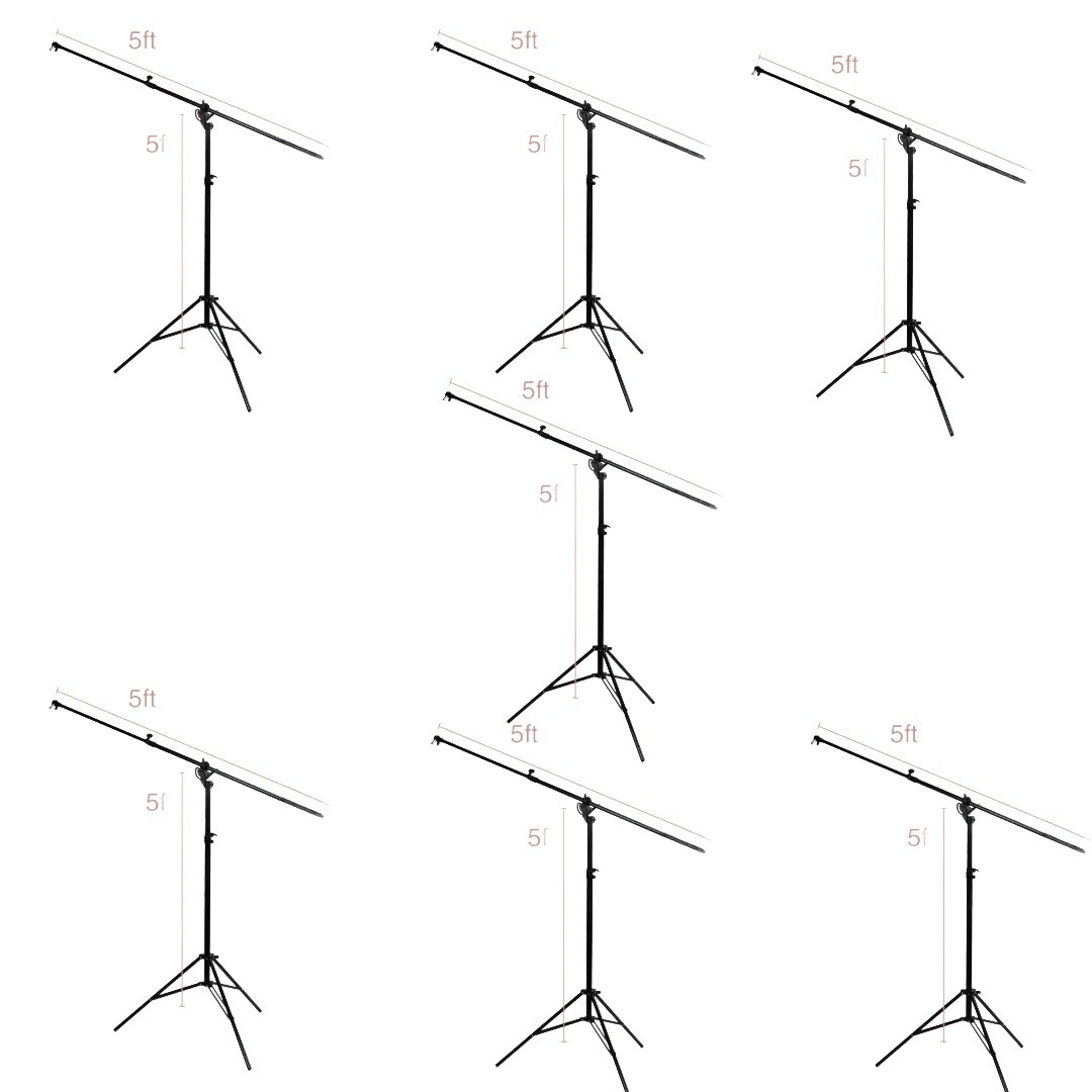 Pack Of 7 5ft Photo Studio Boom Arm Light Stand, Adjustable-Tripod Base
