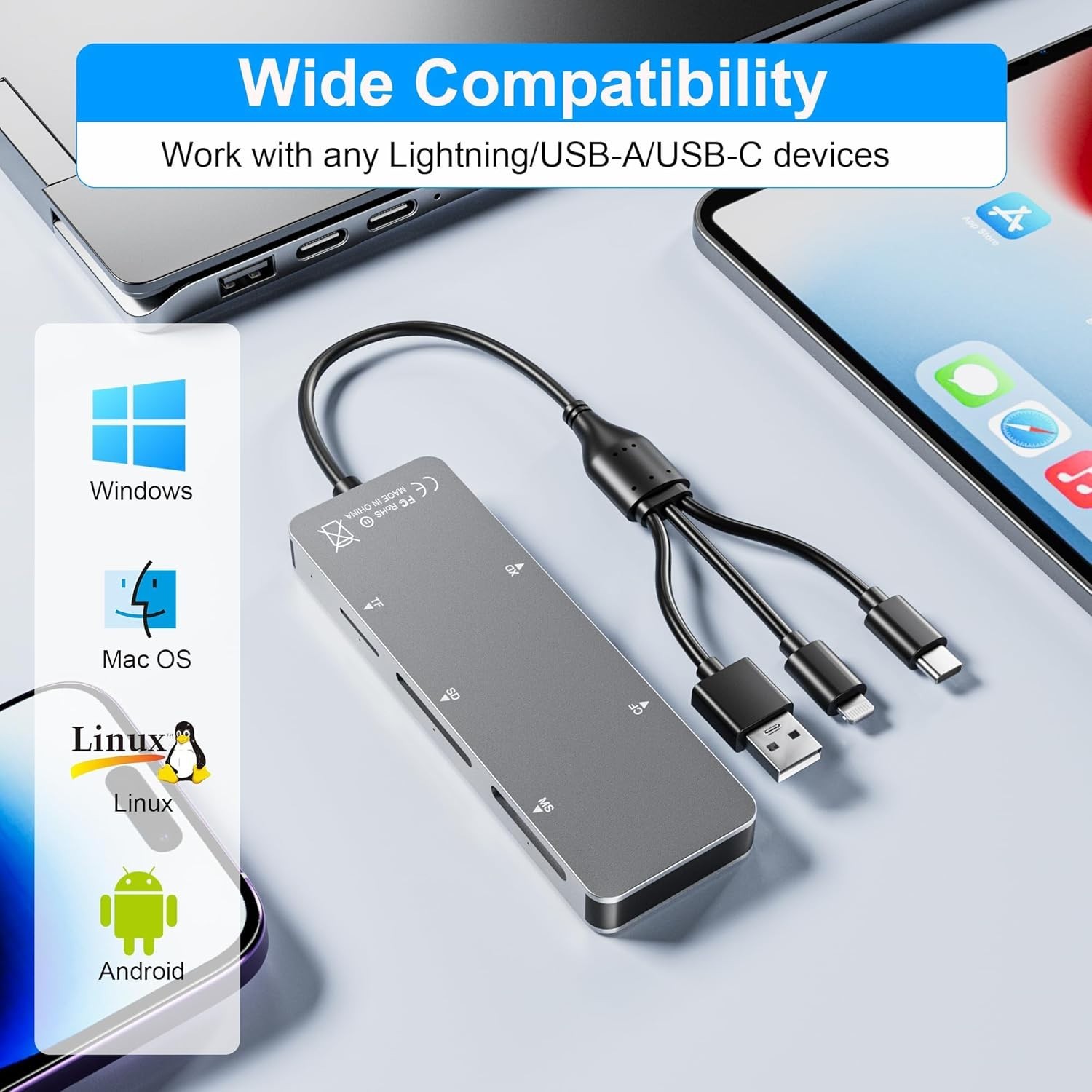 Memory Stick pro Duo Adapter 5-in-1 Multi Memory Card Reader Supports SD/TF/C…