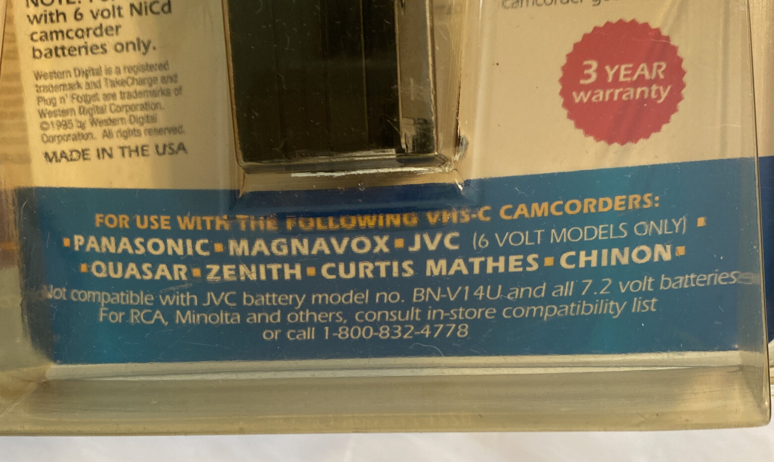 Western Digital TakeCharge VHS C Camcorder Ultra Fast Battery Charger Sealed