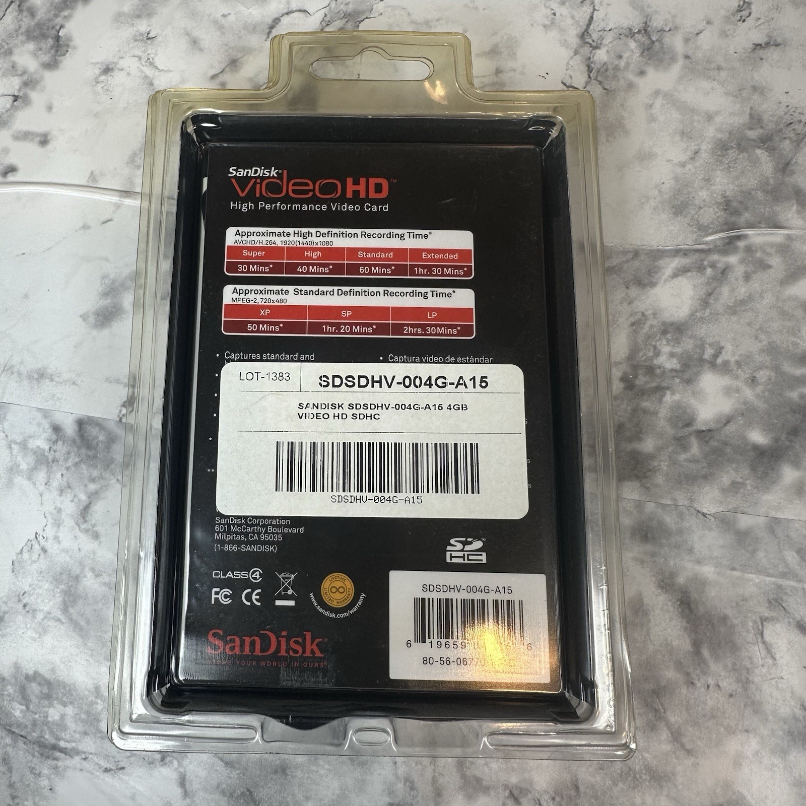 SanDisk 4GB Video HD SDHC Class 4 SD Memory Card Photo Camera 60 Mins 1080HD