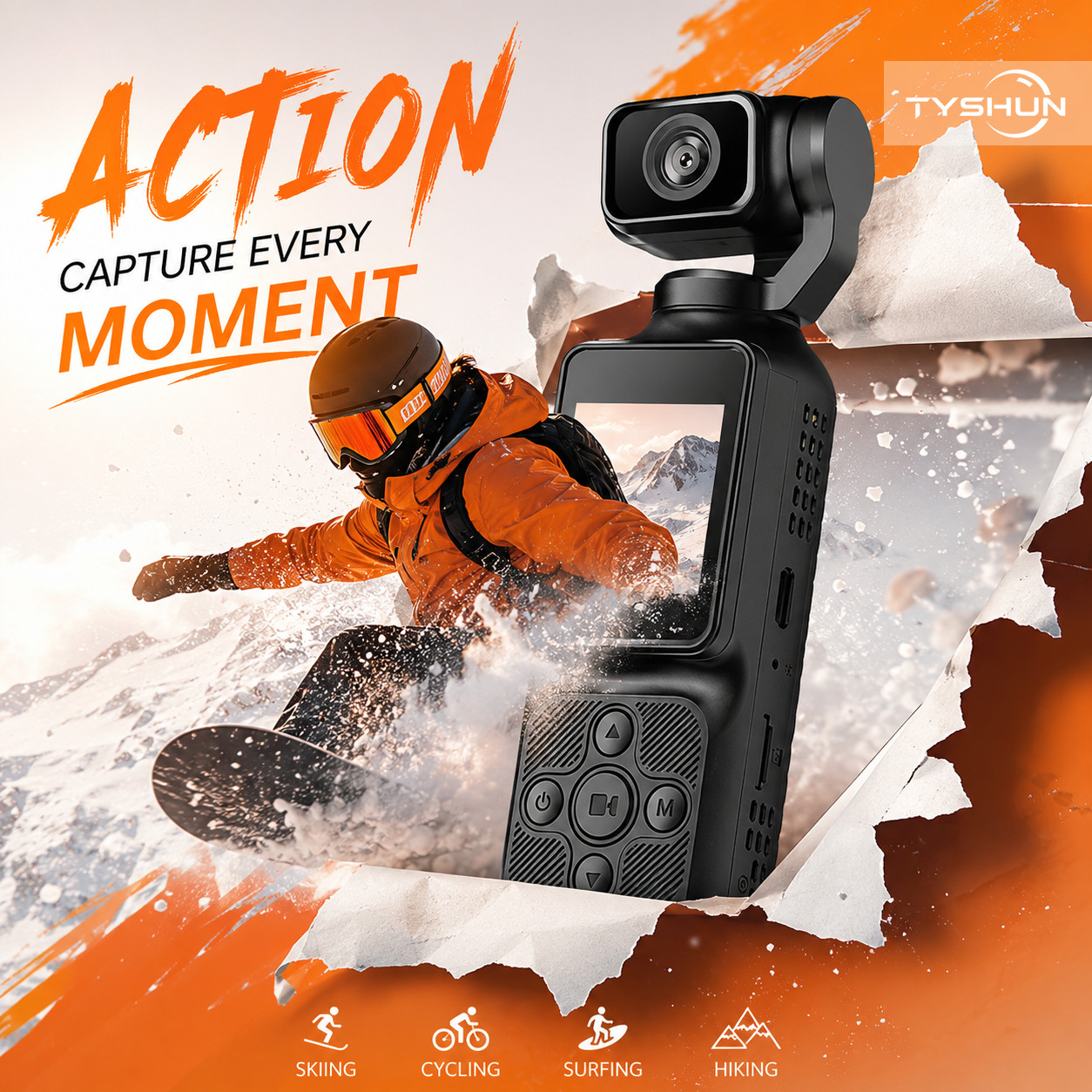US stock Pocket Dual Lens Sports Camera HD Action Camera Cycling Recorder NEW