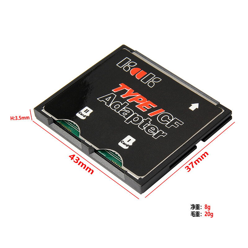 2 Port Micro SD TF to CF Card ADAPTER MMC SDHC SDXC 2 COMPACT FLASH TYPE I UDMA