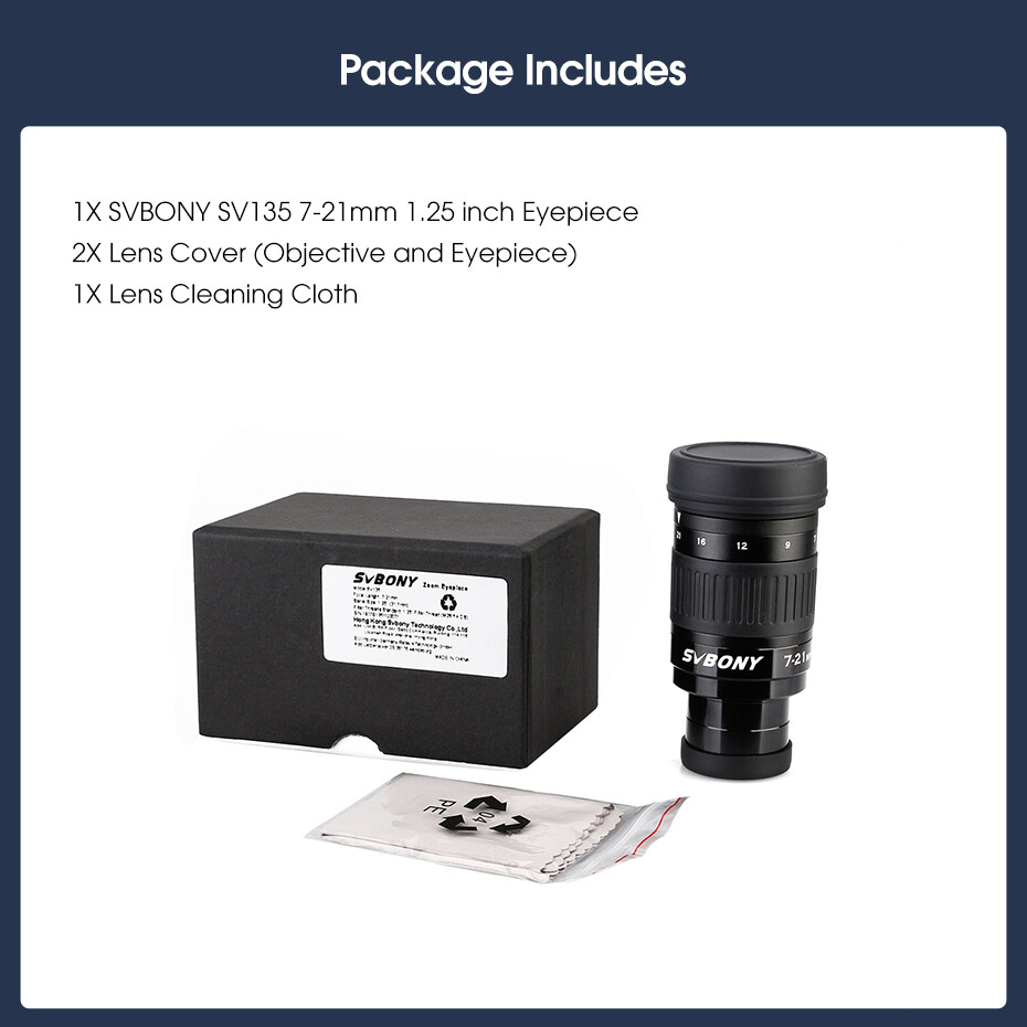 SVBONY SV135 1.25” 7-21mm Zoom Telescope Eyepiece Fully Multi-Coated Zoom Lens