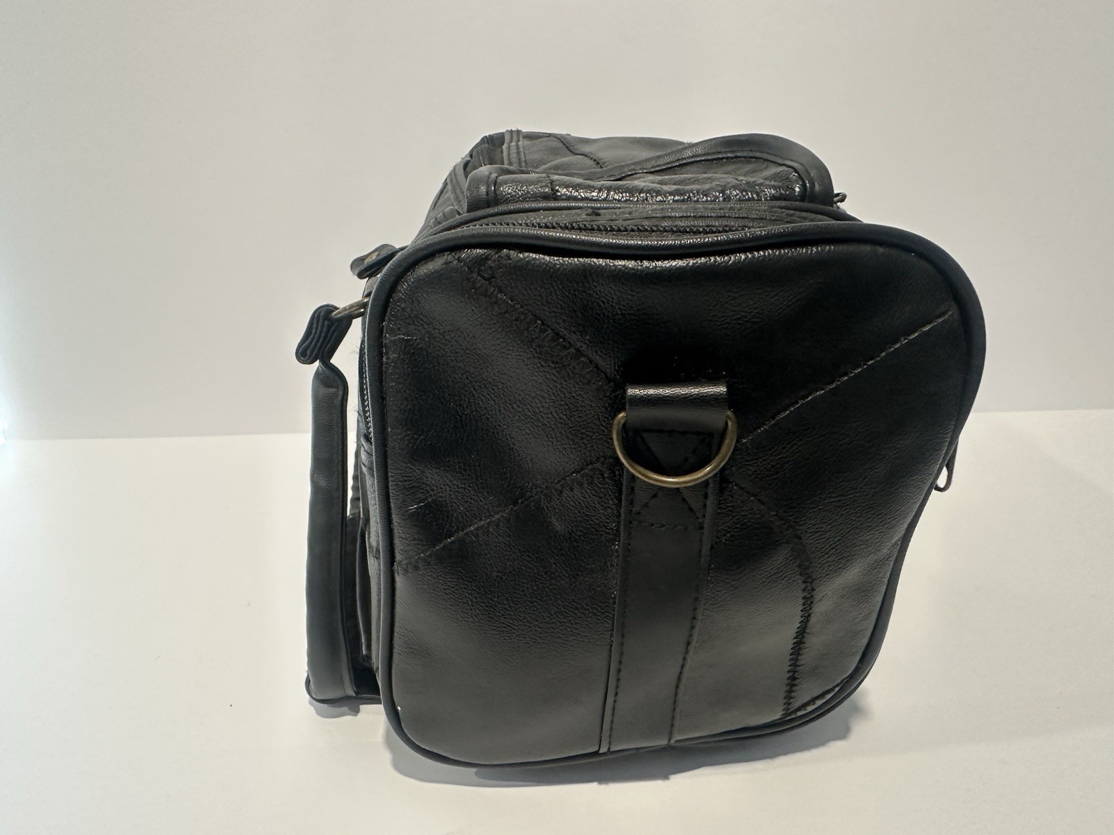 Black Synthetic Leather Camera Carry Shoulder Bag with Accessory Compartments