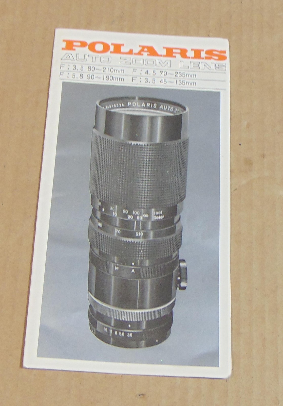 Polaris Auto Zoom Lens Instructions & Specifications