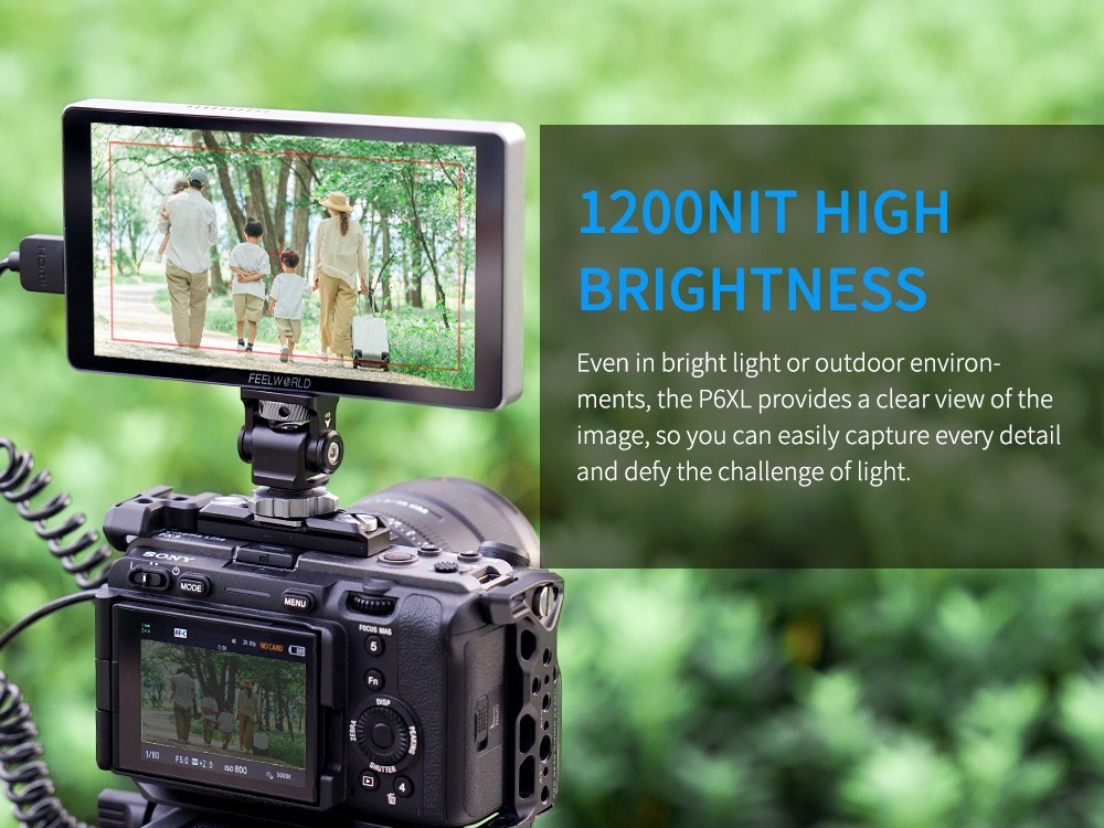 FEELWORLD P6XL 6 Inch Aluminium Built-in Battery DSLR Camera Field MonitorTouch