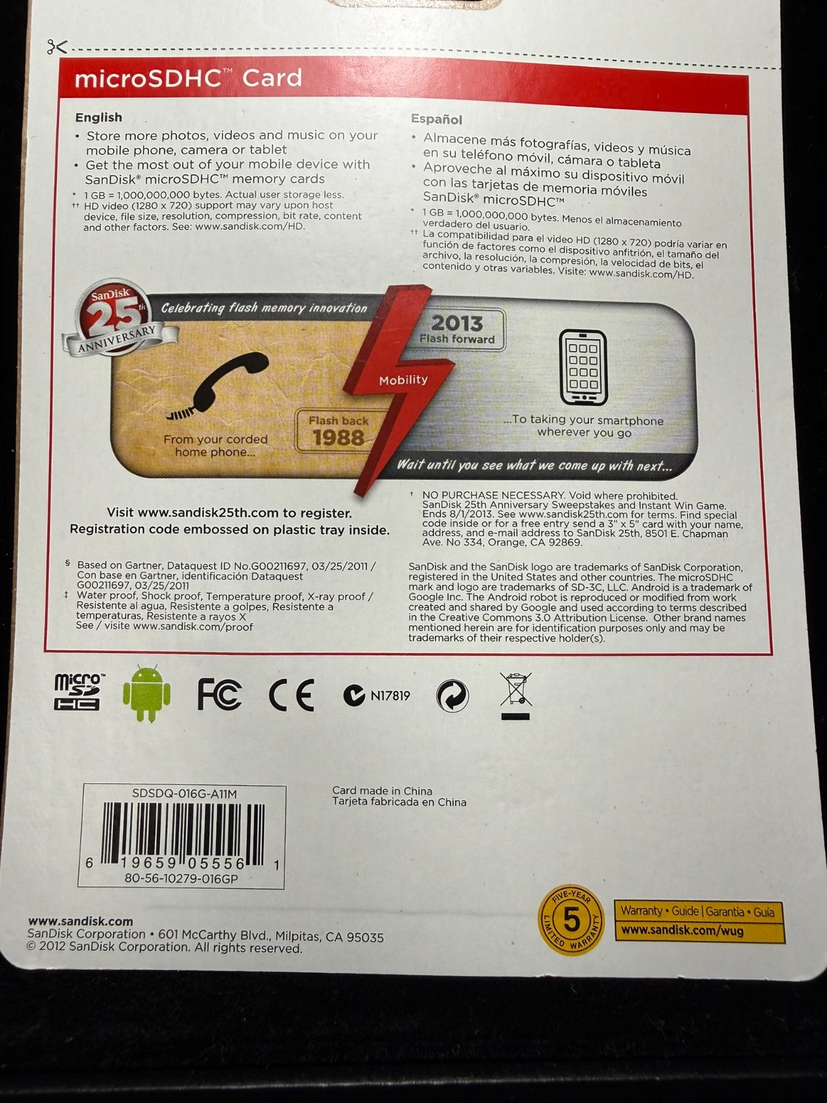 SanDisk 16GB MicroSDHC Card Class 4 NEW Sealed Retail Pack 16G Memory Card