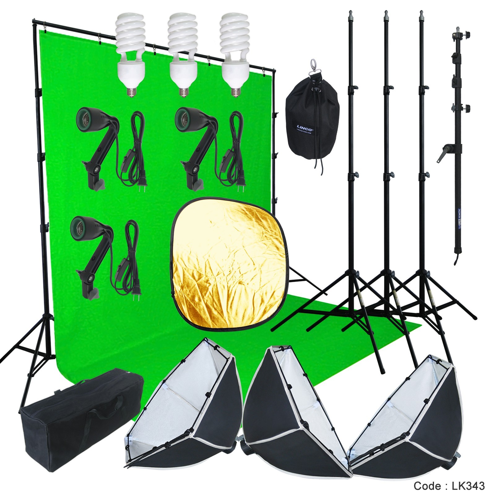 10x13ft Chromakey Green Screen Studio Lighting Kit W/ Backdrop Stand Light