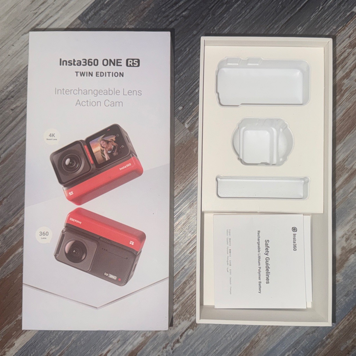 Insta360 One RS Twin Edition Interchangeable Lens Action Camera Box Only