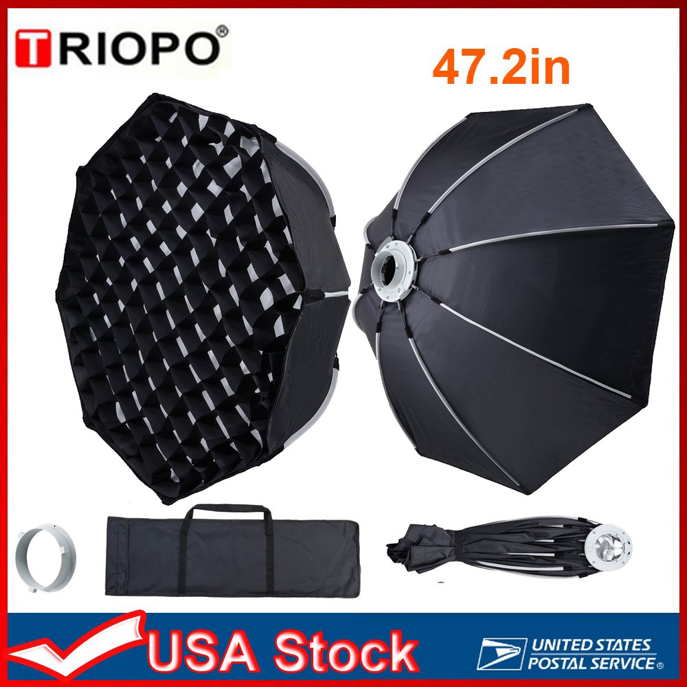 US Triopo 120cm Octagon Softbox Quick Set up with Honeycomb Gird for Monolight