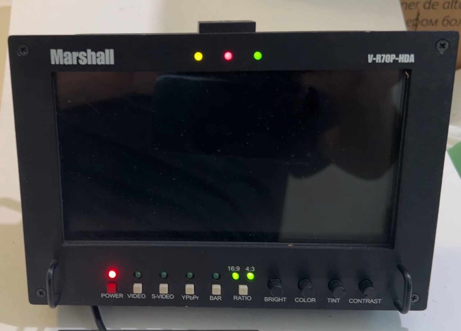 Marshall V-R84DP-HDA 8.4″ Field video camera Monitor w/Power Supply, & Sun hood