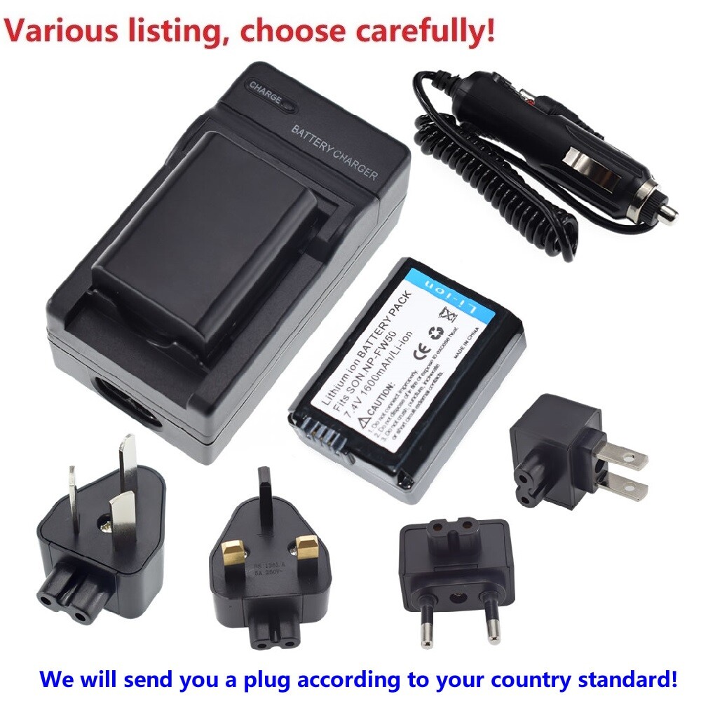 Battery or wall Charger for Sony NP-FW50 TRW & ILCE-7M2 Alpha 7 II a7 IIA5000