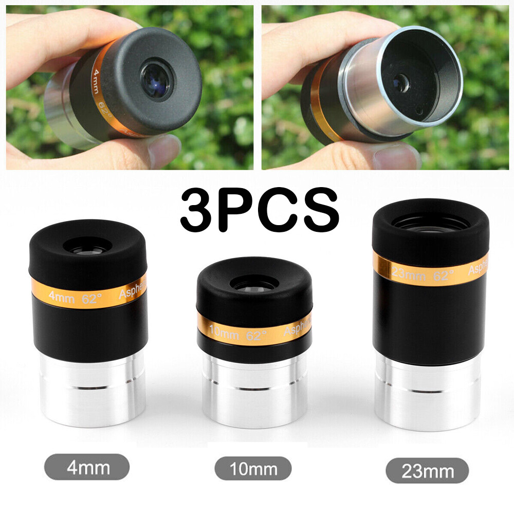 4mm+10mm+23mm Aspheric Telescope Eyepiece 1.25inch 62° Ultra Wide Angle Lens 3PC