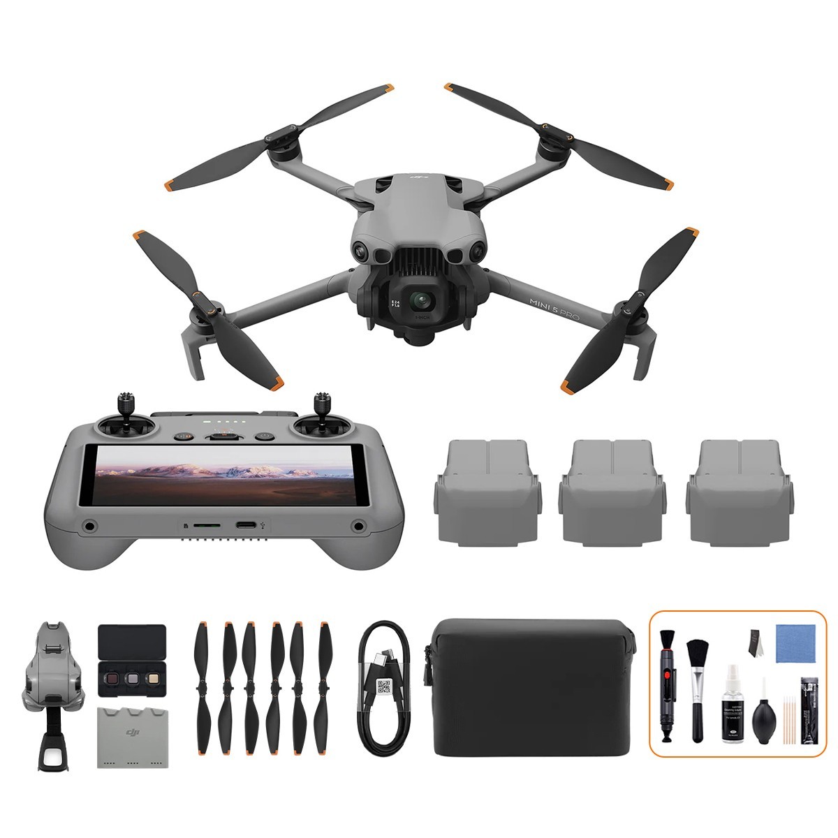 DJI Mini 5 Pro Fly More Combo RC 2 (3 Batteries ) Camera Drone W/Cleaning Kit