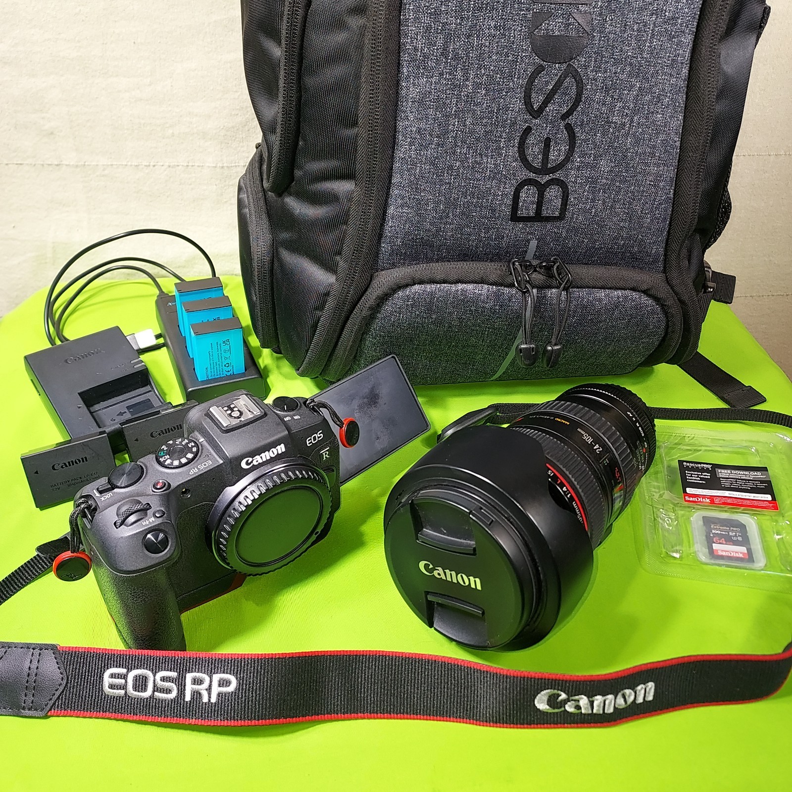 Bundle: Canon EOS RP Camera & 24-105mm Lens w/Battery Packs, Chargers & Backpack
