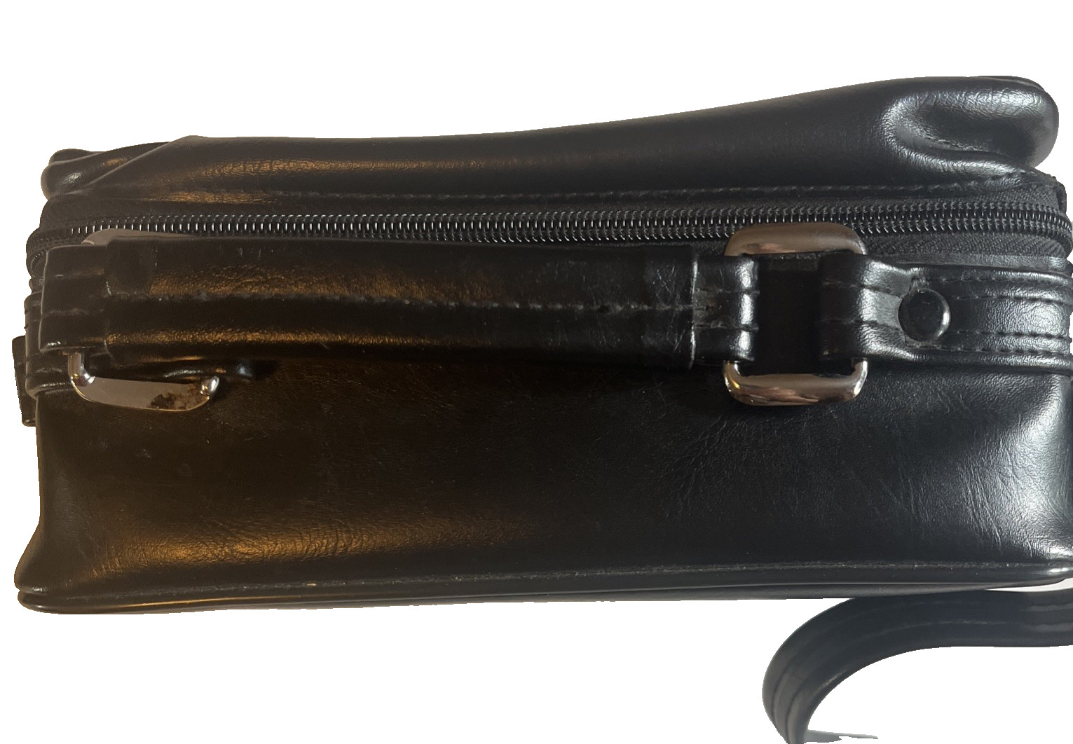 Taiwan ROC Camera Bag Black Faux Leather Red Interior Shoulder Strap Vintage EUC