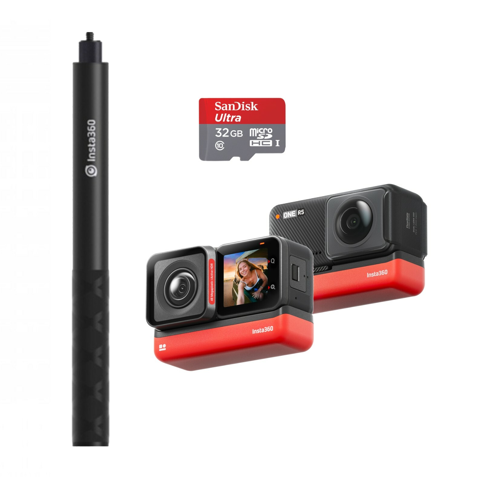 Insta360 ONE RS Twin 4K 360° Waterproof VR Camera + 32GB SD Card + Selfie Stick