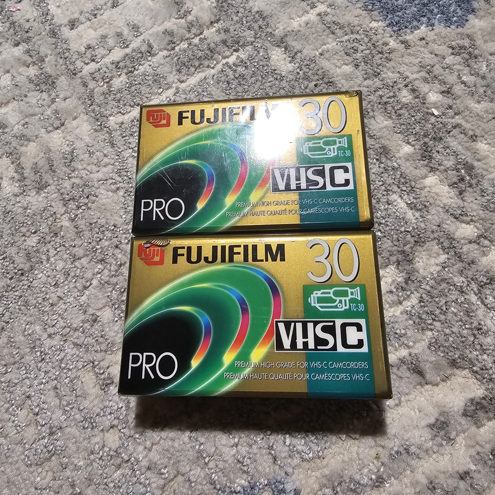 Lot of 2 Fujifilm VHS-C TC-30 PRO Premium High Grade Camcorder Tapes NEW Sealed