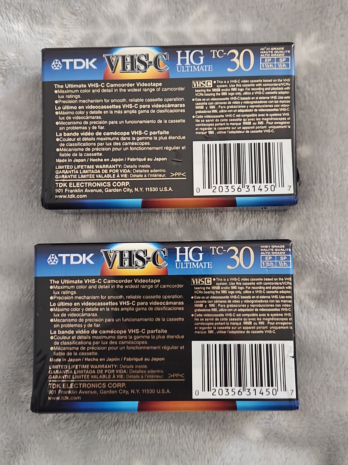 Lot Of 2 TDK VHS-C HG Ultimate 30 Camcorder Cassette Blank Video Tape NEW SEALED