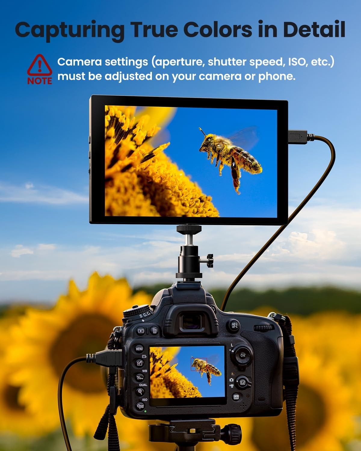 Eyoyo 7″ DSLR Camera Field Monitor HDMI 1280×800 IPS Video Mirroring fr iPhone