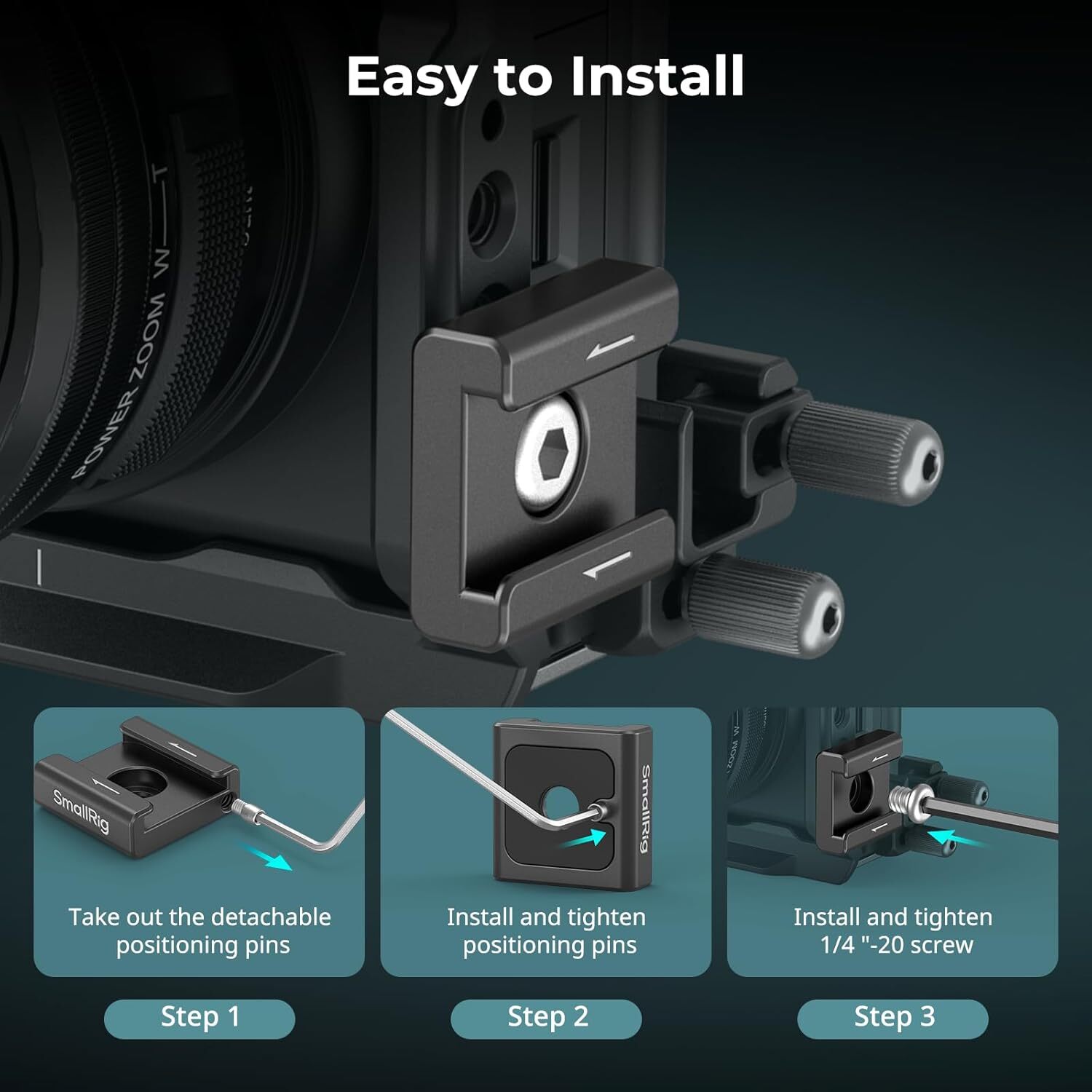SmallRig Camera Anti-Twist Cold Shoe Mount Adapter (2pcs) W/ 1/4″-20 Screws