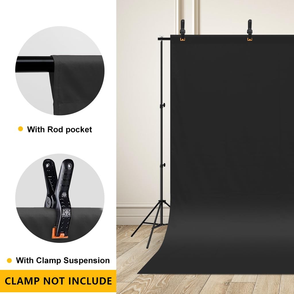 CPLIRIS 10x12ft Black Backdrop for Photography, Large Seamless 10x12ft,
