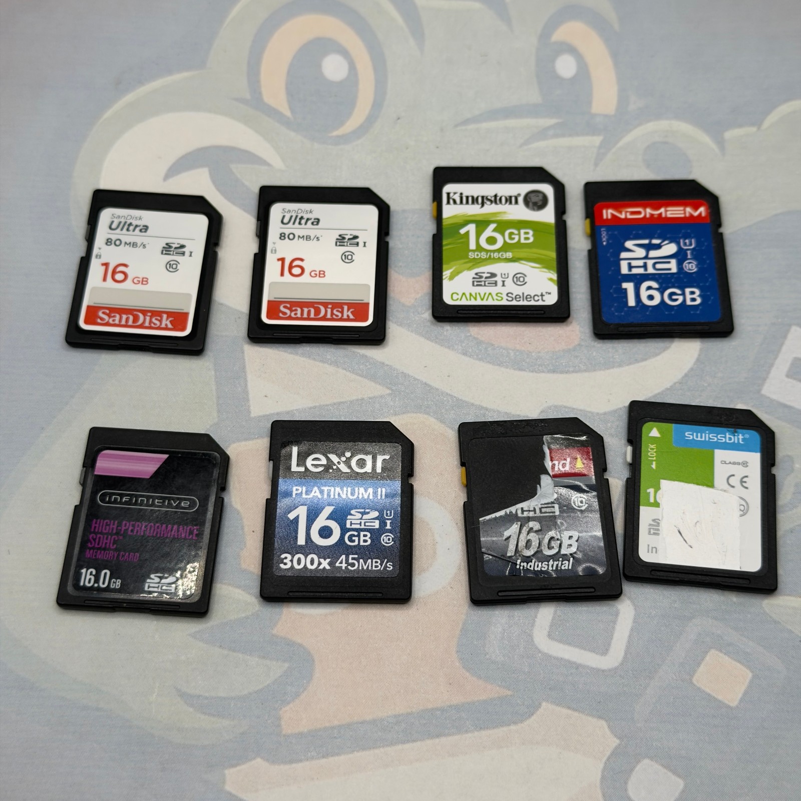 LOT of 8 – 16GB – SD Cards – Various Brands – Untested – GC728