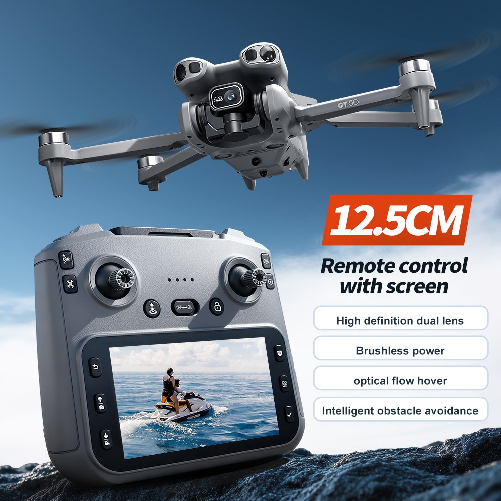 GT5 Drone with Dual Camera,Foldable,Large Screen Remote,2 Battery&Long Flight