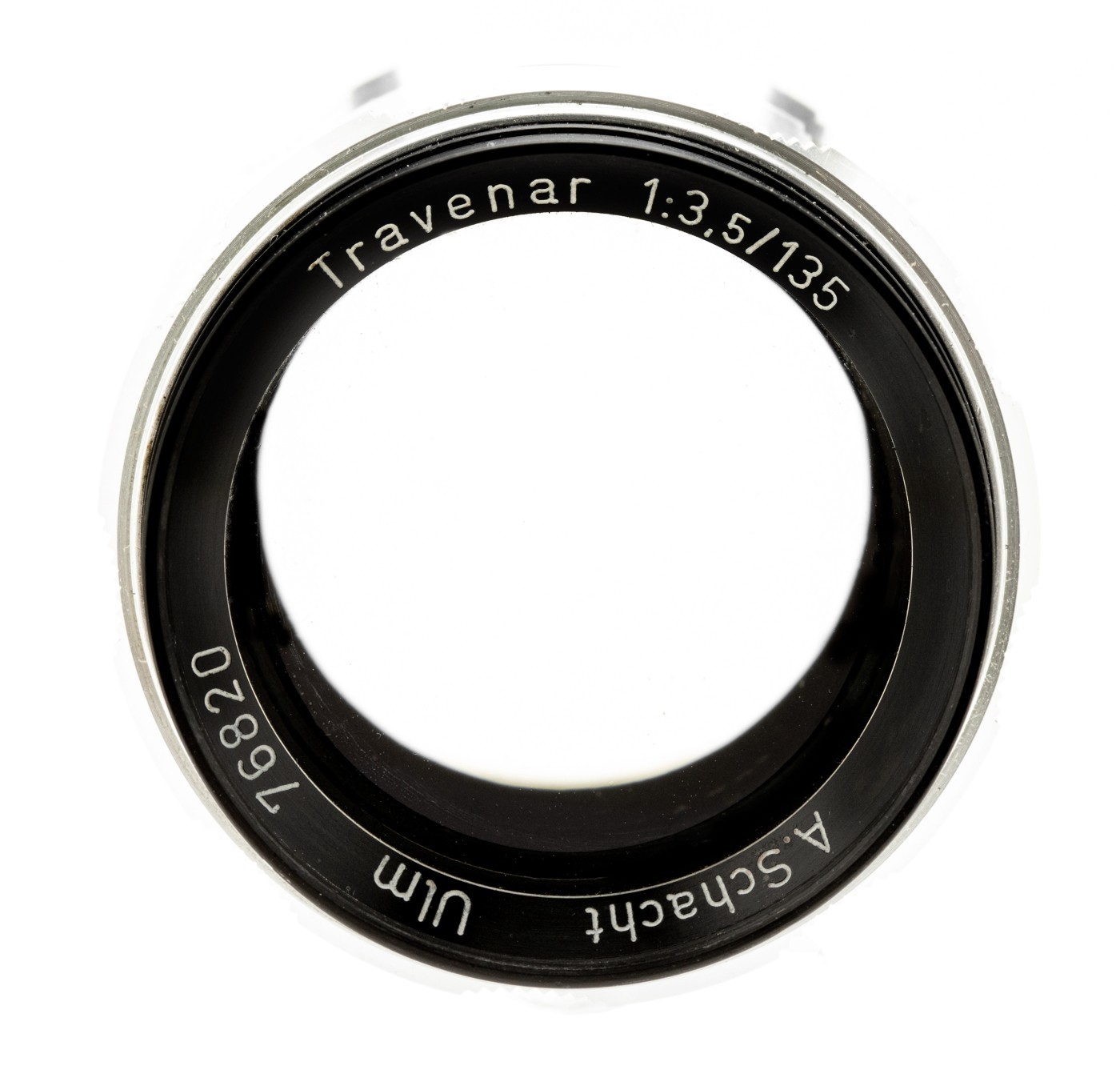(6) A.Schacht Ulm Travenar 135/3,5 lens Exakta mount caps case crystal clear