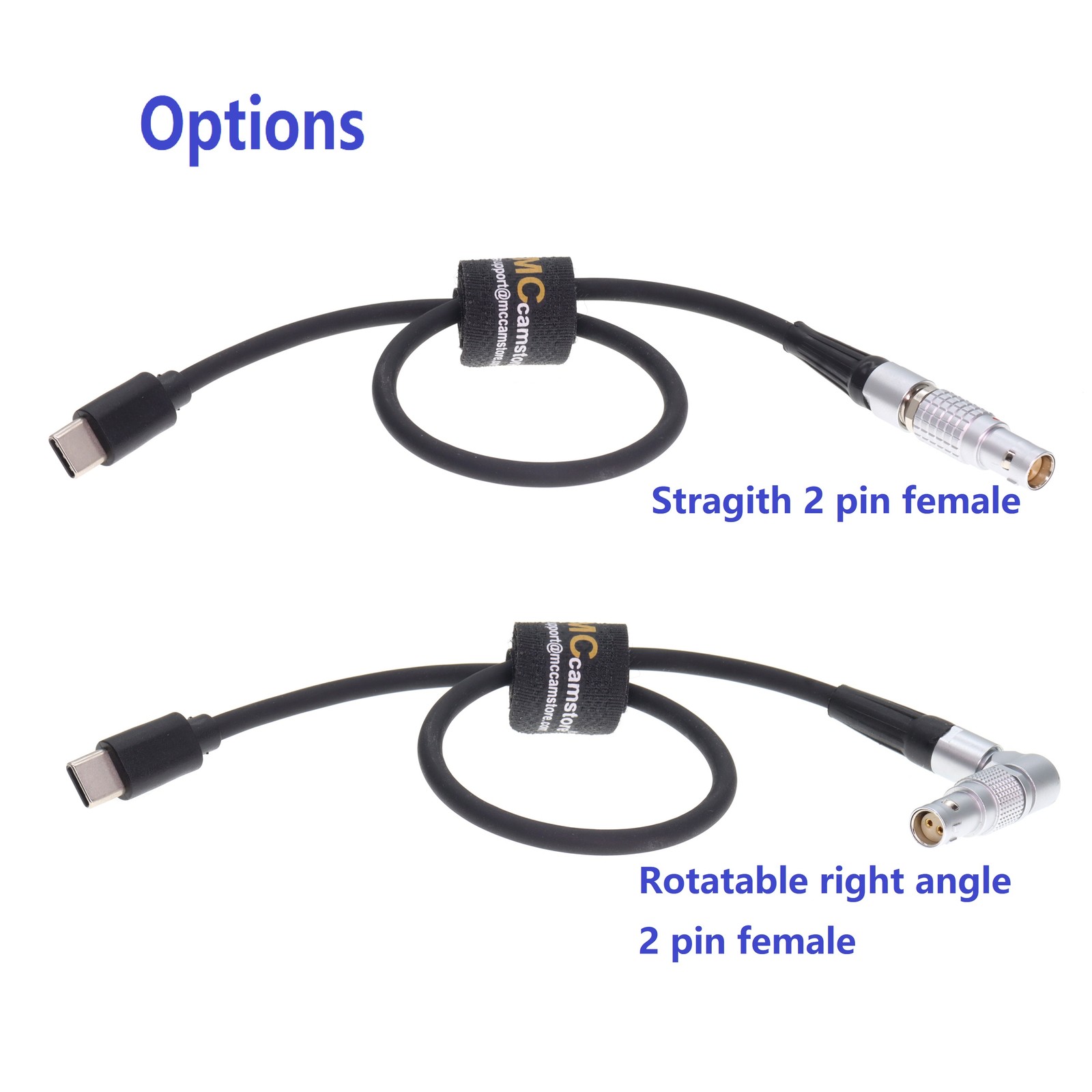 Rotatable 2pin Female to USB-C Power Cable RED Komodo 4K 6Kfor DJI Ronin RS3 RS4