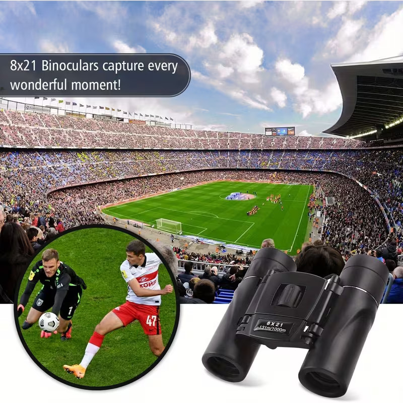 POLDR 8×21 Small Compact Pocket Lightweight Binoculars Camping Hunting Fishing