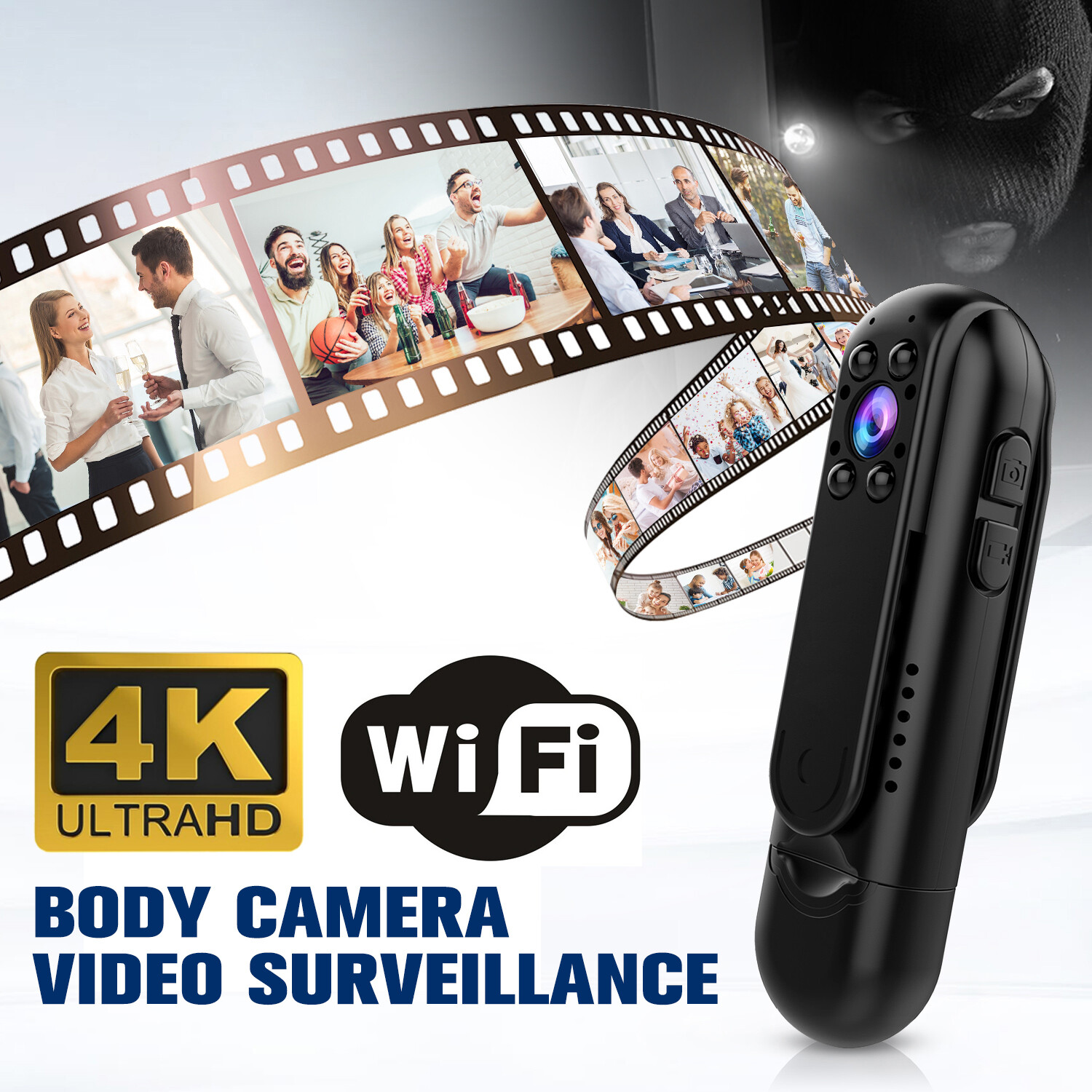 HD 1080P Wifi Wireless Body Worn Video Camera with Night Vision for Recording