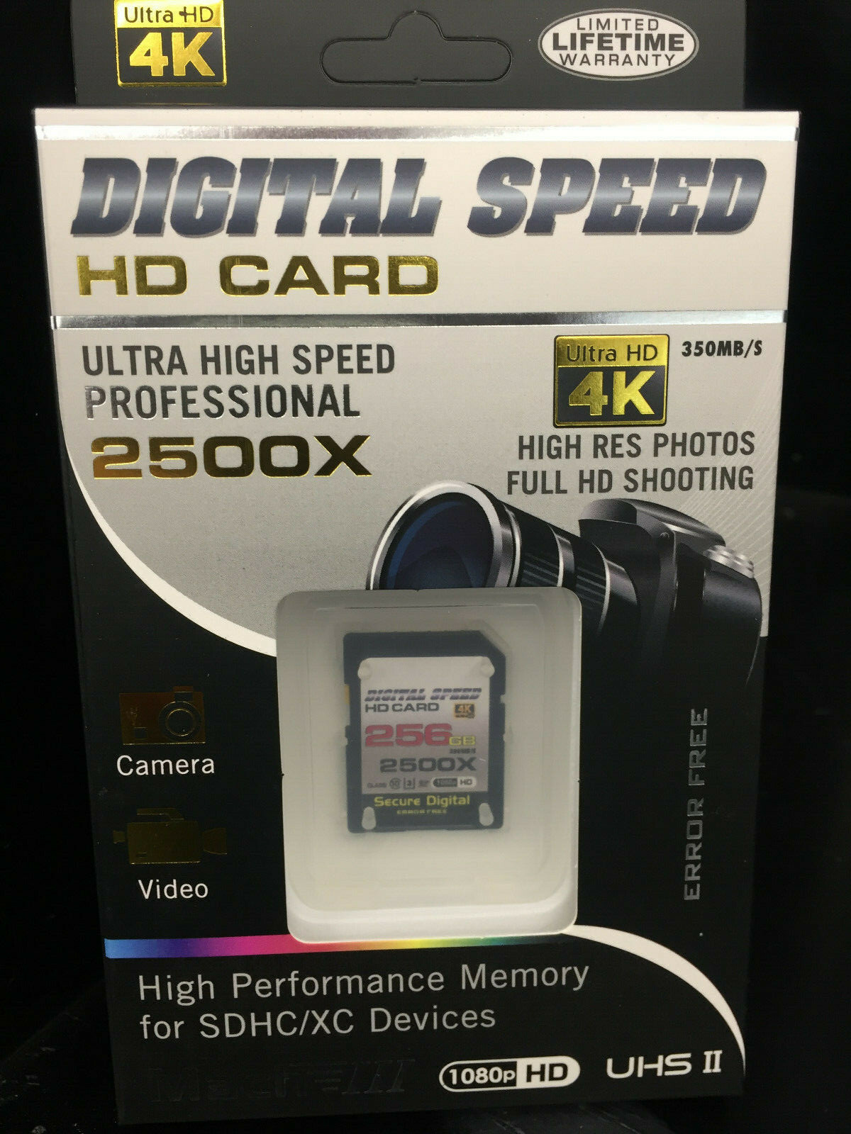 Digital Speed Memory 256GB 2500X Professional High Speed 350MB/s (SDHC)