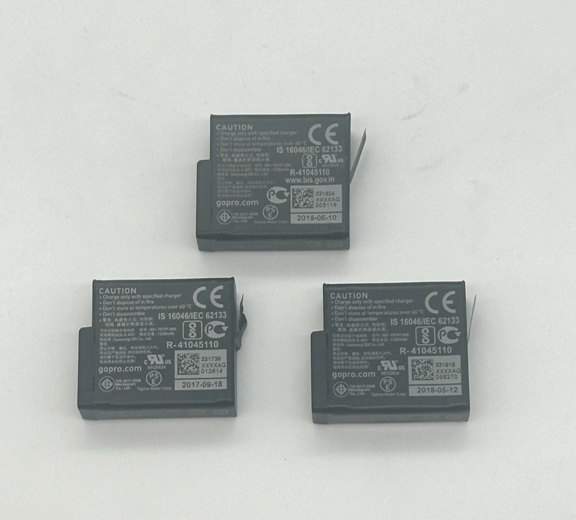 3 Pieces GoPro Rechargeable Battery AABAT-001 for HERO5 & HERO6 & HERO7 1220 mAh